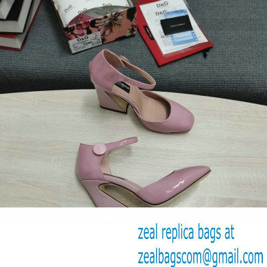 Dolce  &  Gabbana Heel 6.5cm/10.5cm Patent leather Mary Janes Light Pink with Geometric Heel 2022